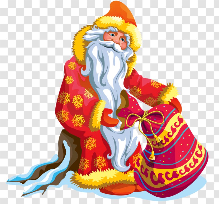 Ded Moroz Snegurochka Santa Claus Christmas Illustration - Decoration - Carrying A Gift Bag Transparent PNG