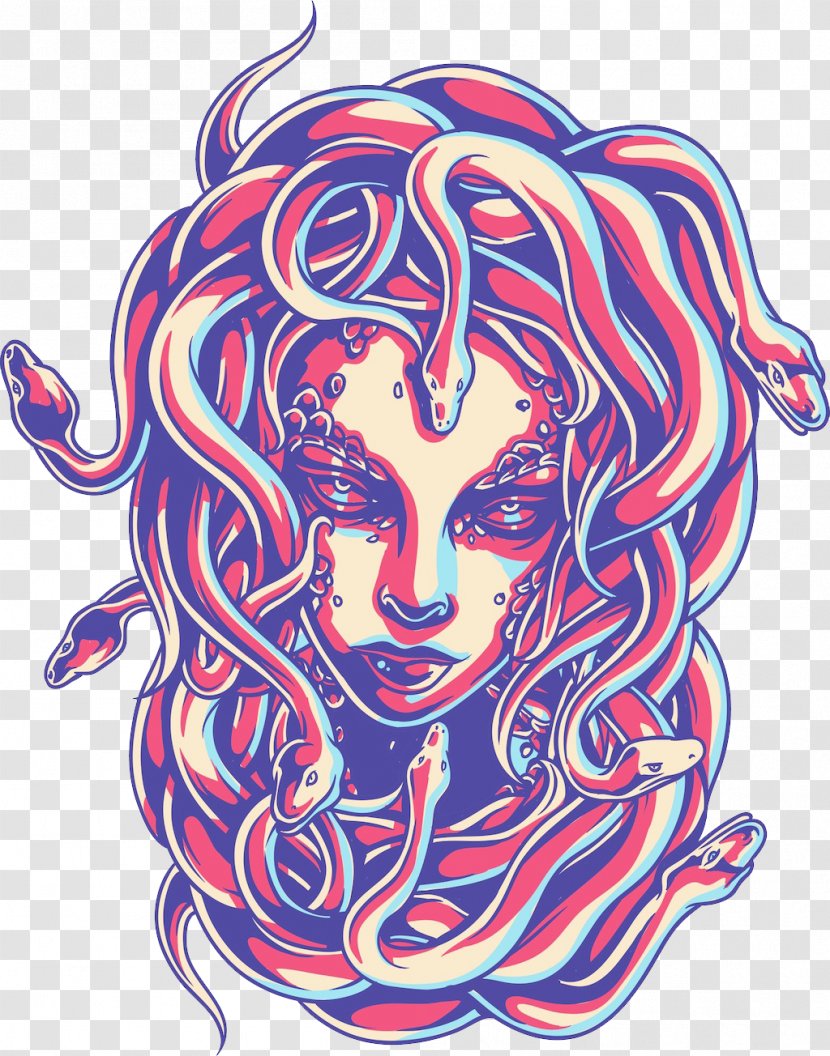 Medusa T-shirt Greek Mythology - Watercolor - Snake Woman Transparent PNG