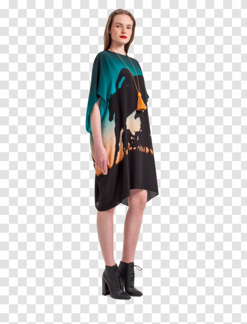 Shoulder Sleeve Dress Turquoise Costume - Chinese Savior Crepe Transparent PNG
