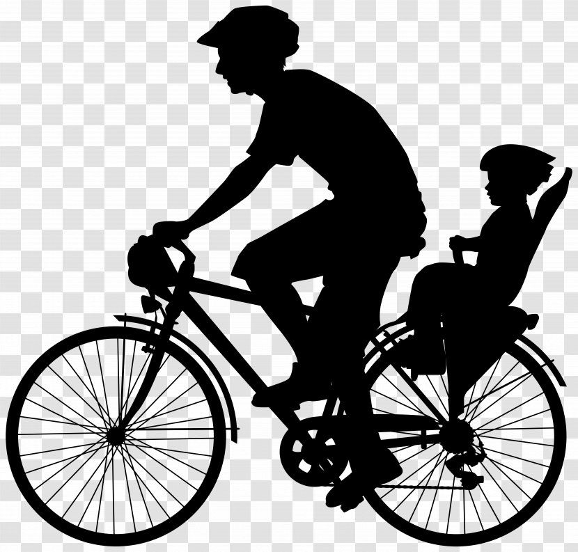 Cycling Bicycle Pedal Clip Art - Silhouette - Cyclist With Child Image Transparent PNG