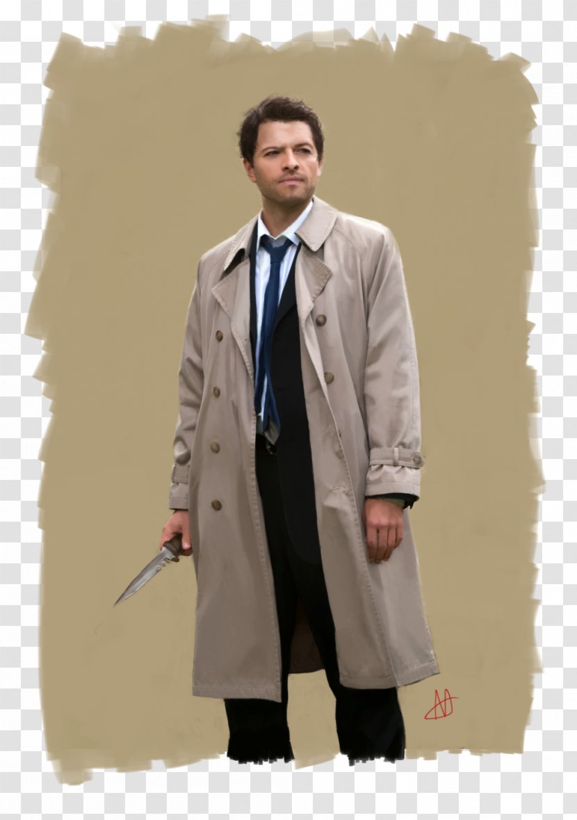 Castiel Trench Coat Dean Winchester Jacket Male - Leather Transparent PNG