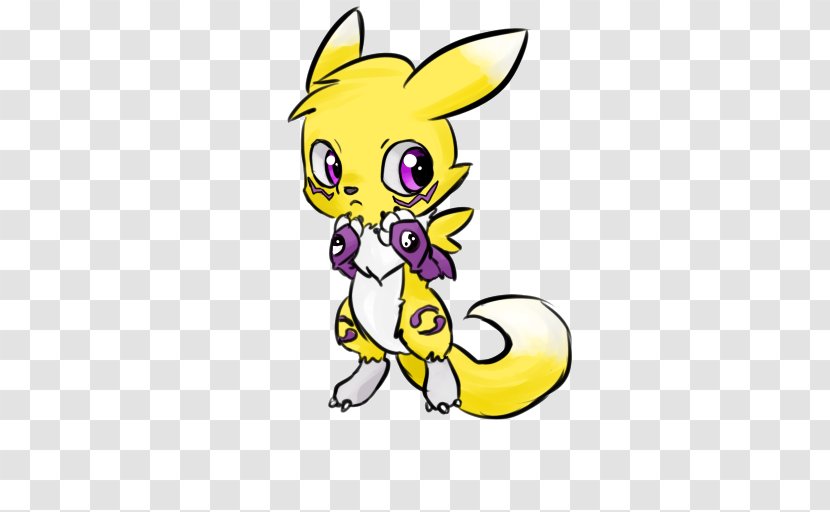 Renamon Digimon Character Line Art Yellow - Small To Medium Sized Cats - Tamers Transparent PNG