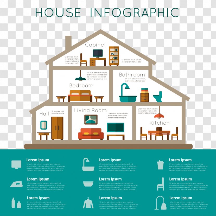 Infographic House Home Room - Wireless Security Camera - Color Three-dimensional Design Vector Material Arrow Transparent PNG