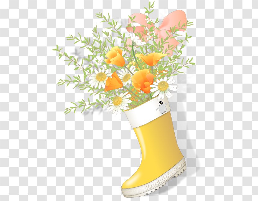 Cut Flowers Floral Design Vase Flowerpot - Plant - Rain Boots Transparent PNG
