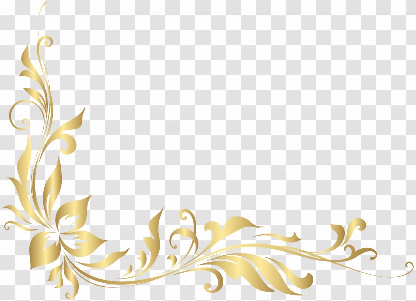 Download Clip Art - Floral Design - Golden Decoration Transparent PNG