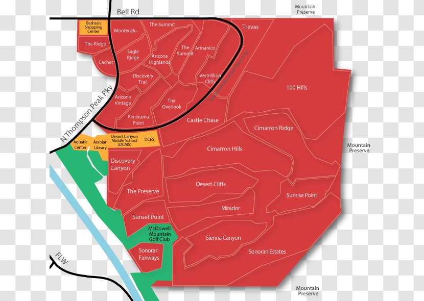 McDowell Mountains Mountain Ranch House Map Golf Club - Area - Home Transparent PNG