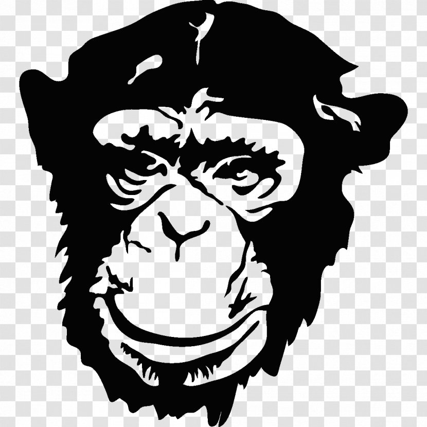 Chimpanzee Sticker Drawing Monkey - Silhouette Transparent PNG
