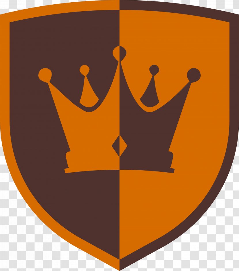 Shield Icon - Orange - Crown Design Transparent PNG