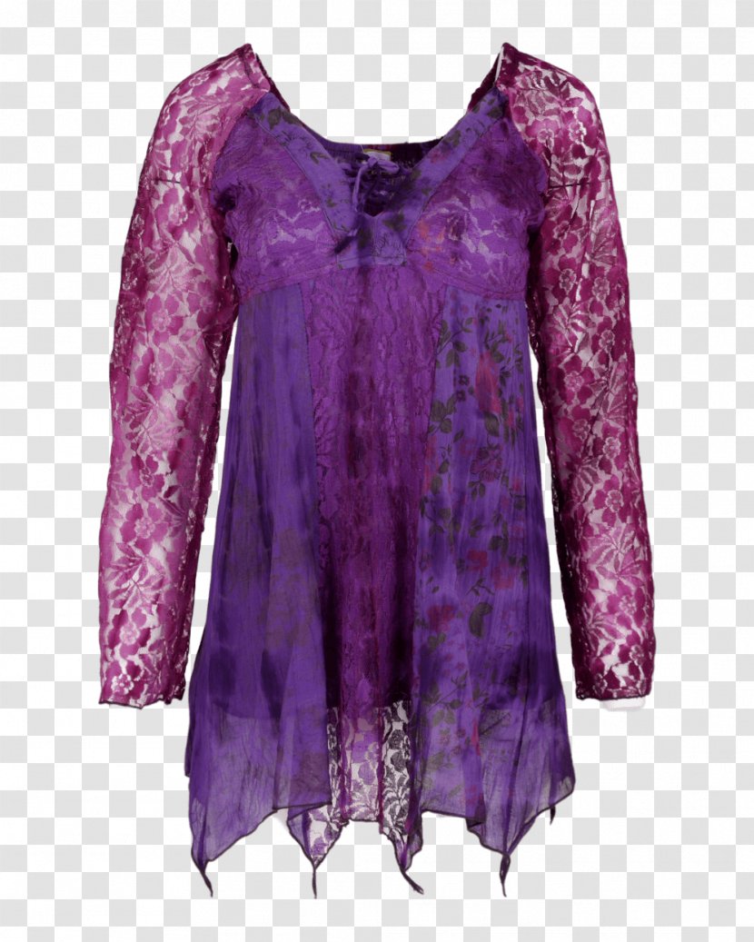 Blouse Sleeve Dress Neck - Violet Transparent PNG