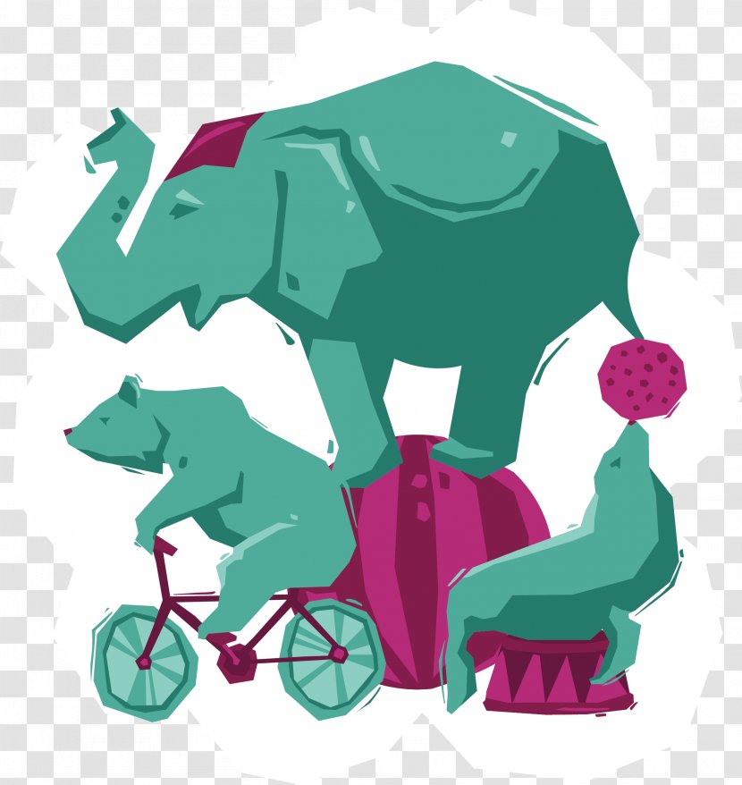 Performance Circus Clown Illustration - Illustrator - Vector Hand-painted Green Elephant Transparent PNG