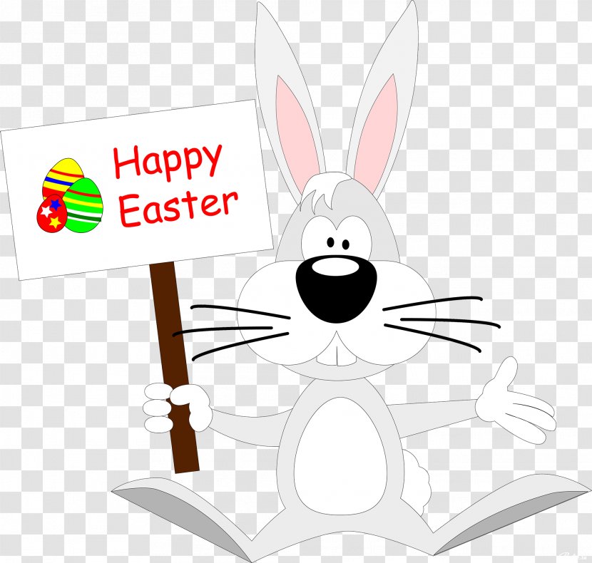 Easter Bunny Domestic Rabbit Hare Clip Art - Happy Transparent PNG