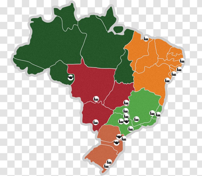 Regions Of Brazil Map Art Clip - Theme Transparent PNG