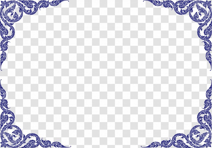 Download Blue And White Pottery - Template - Border Lines Transparent PNG