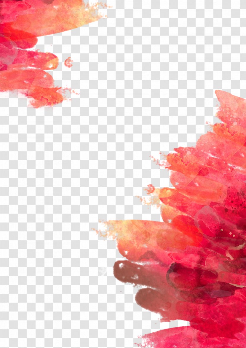 Watercolor Painting - Pink - Red Background Transparent PNG