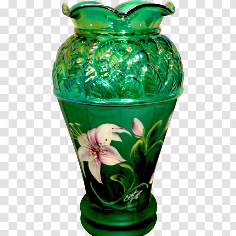 Vase Glass Urn Green Plant - Bronze Drum Design Transparent PNG