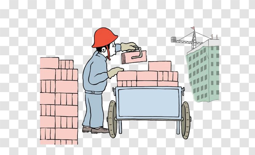 Brick Laborer Illustration - Site Workers Moving Bricks Color Transparent PNG