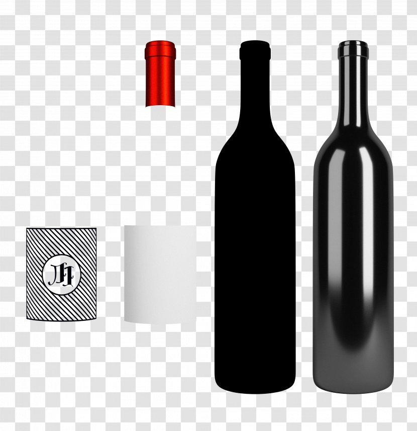 Wine Cooler Glass Bottle Mockup Transparent PNG