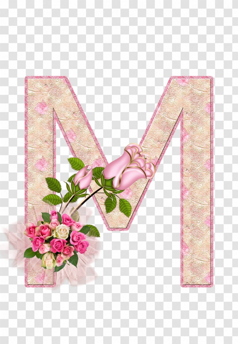 Lettering Alphabet Art M - Flower - Rose Transparent PNG