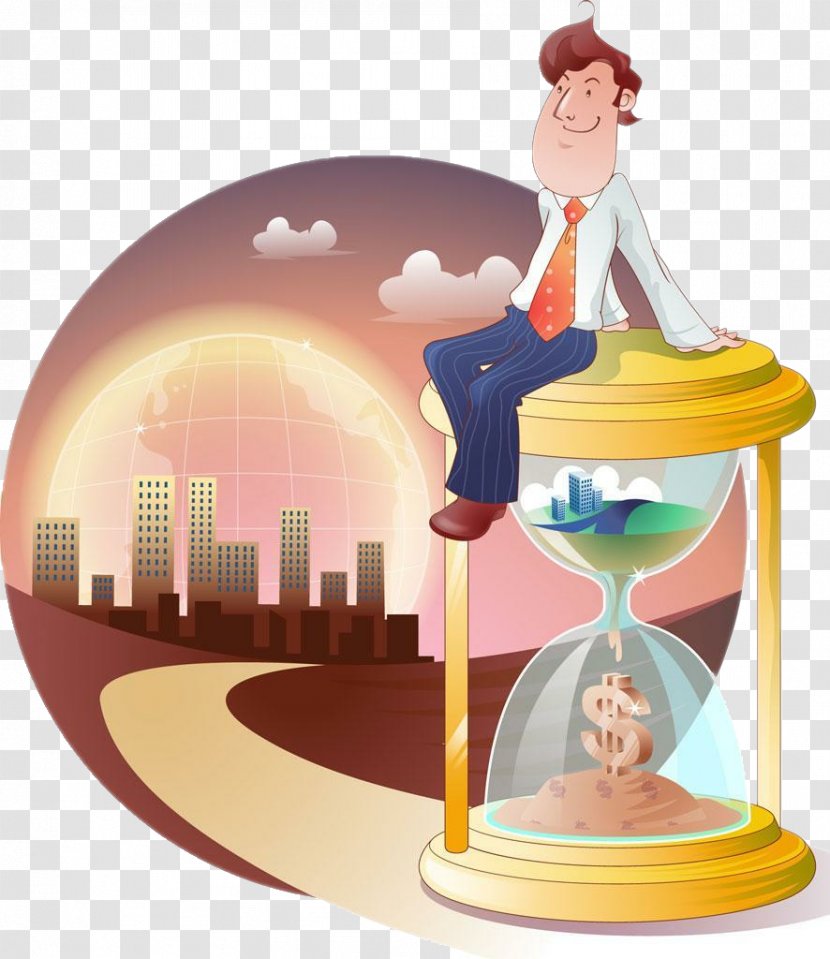 Photography Royalty-free Illustration - Fotosearch - Men Sitting On Hourglass Transparent PNG