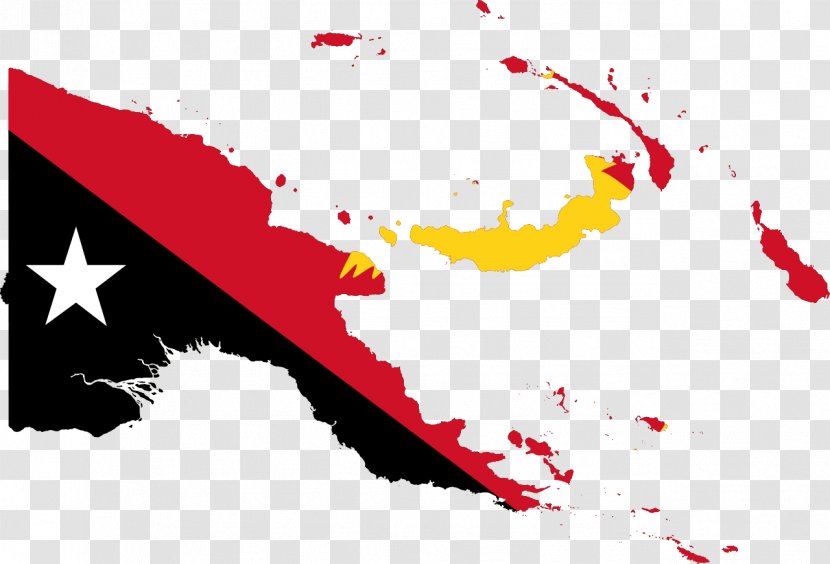 Flag Of Papua New Guinea Map - Text - Maps Transparent PNG