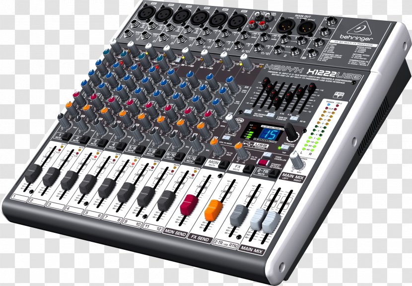 Behringer Xenyx X1222USB Audio Mixers X1204USB Microphone - Sound Mixer Transparent PNG
