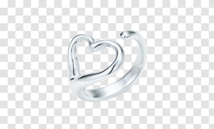 Earring Tiffany & Co. Heart Sterling Silver - Heart-shaped Ring Transparent PNG