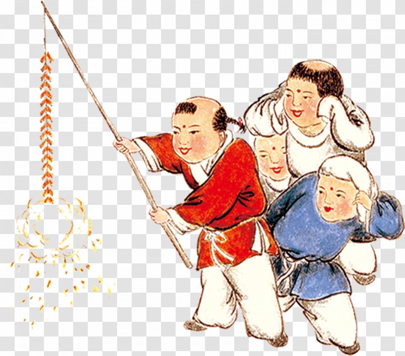 Chinese New Year Greeting Card Lunar Years Day - Firecrackers Children Transparent PNG