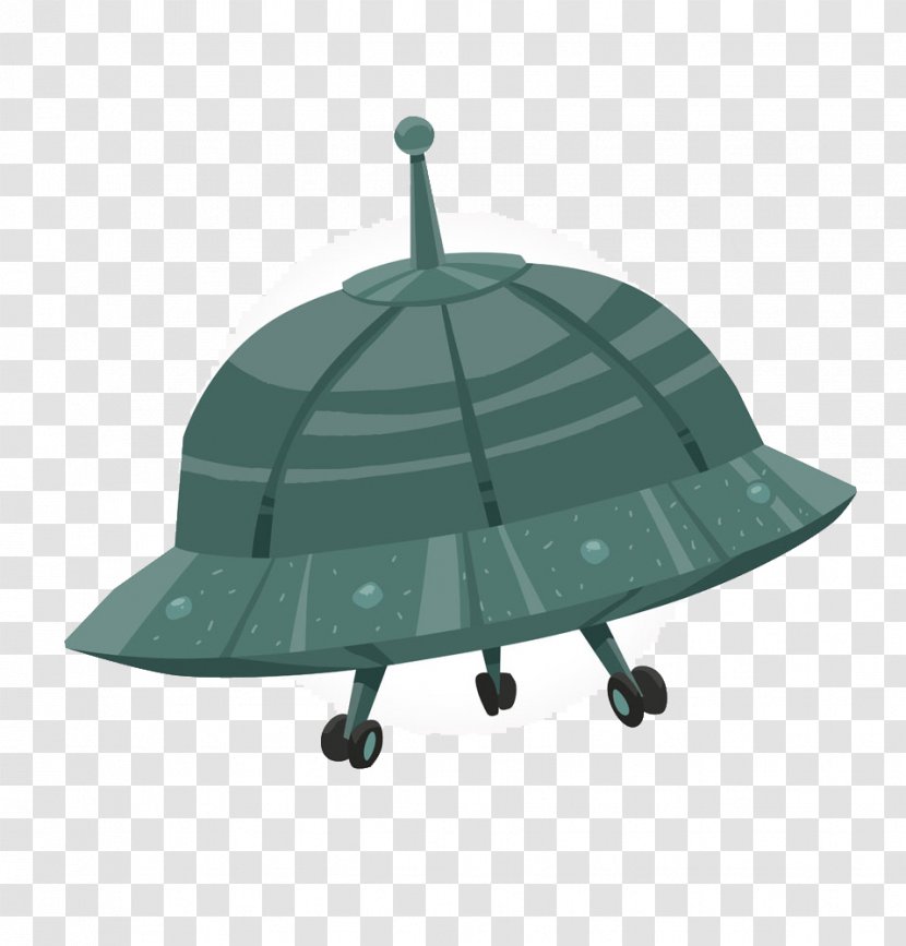 Unidentified Flying Object Saucer Cartoon Illustration - Headgear - Green UFO Transparent PNG