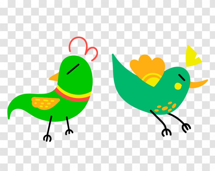 Bird Cartoon Drawing Illustration - Art - Painted Green Chicken Transparent PNG