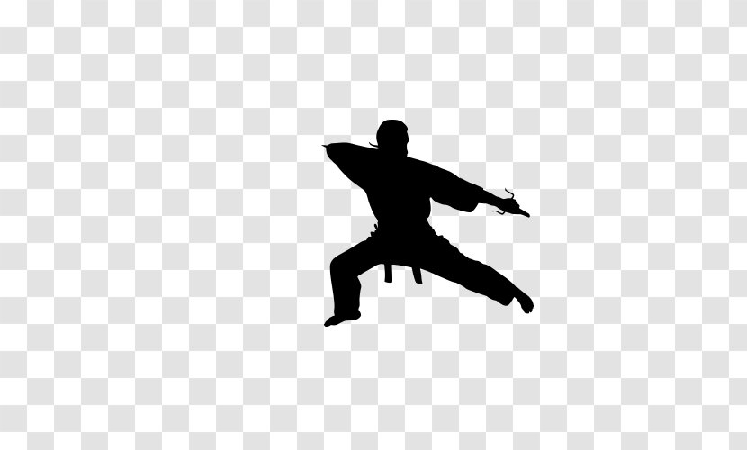 Martial Arts Kung Fu Silhouette - Monochrome - Fight Transparent PNG
