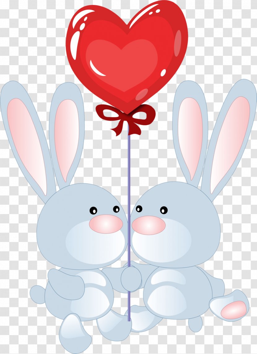 Rabbit Valentine's Day Clip Art Illustration Drawing - Valentines Transparent PNG