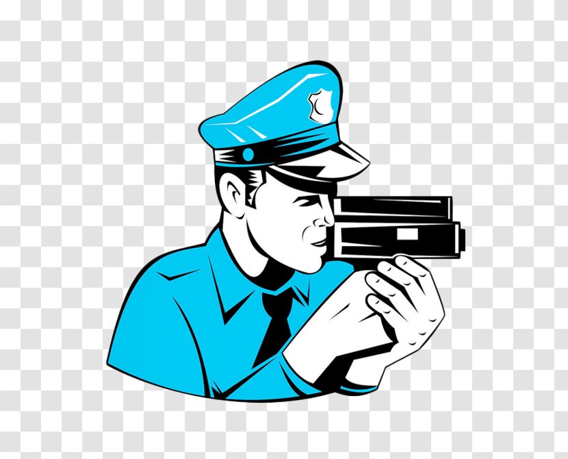 Police Officer Traffic Enforcement Camera Cartoon Royalty-free - Radar Gun - Free To Pull The Material Image Transparent PNG