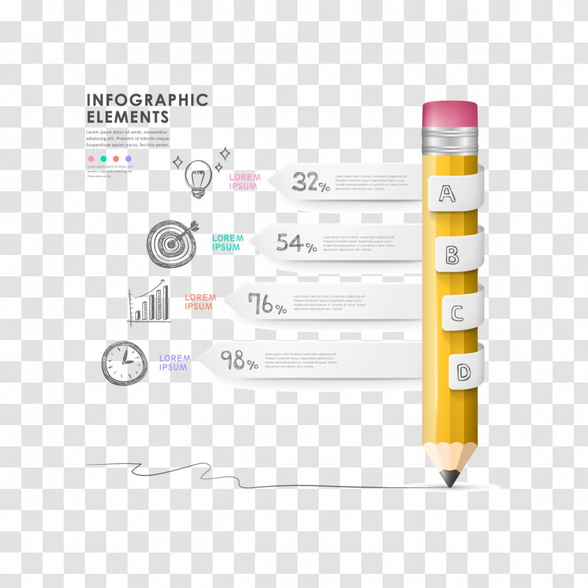 Infographic Drawing Pencil Chart - Vector Transparent PNG