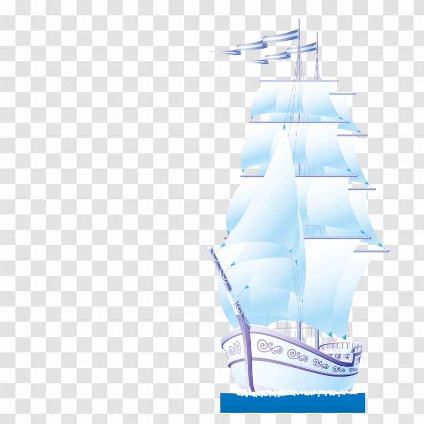 Sail Pattern - Blue - Sailing Galleon Transparent PNG