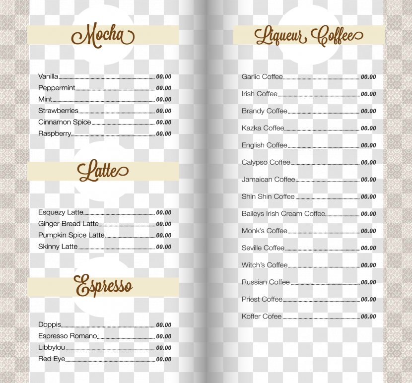 Cappuccino Iced Coffee Cafe Caffxe8 Mocha - Drink - Vintage Lace Menu Templates Transparent PNG