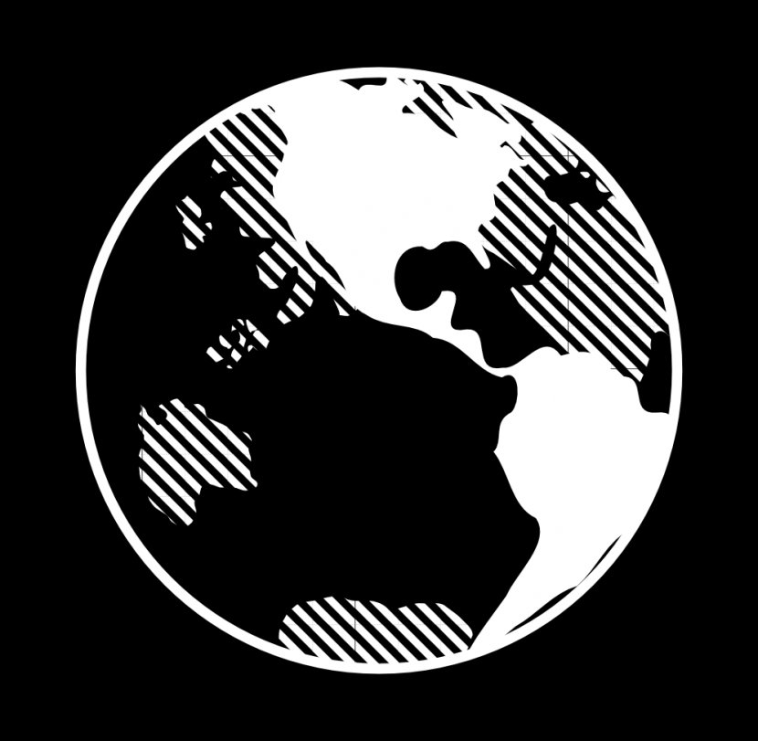 White Earth Globe Clip Art - Black And Transparent PNG