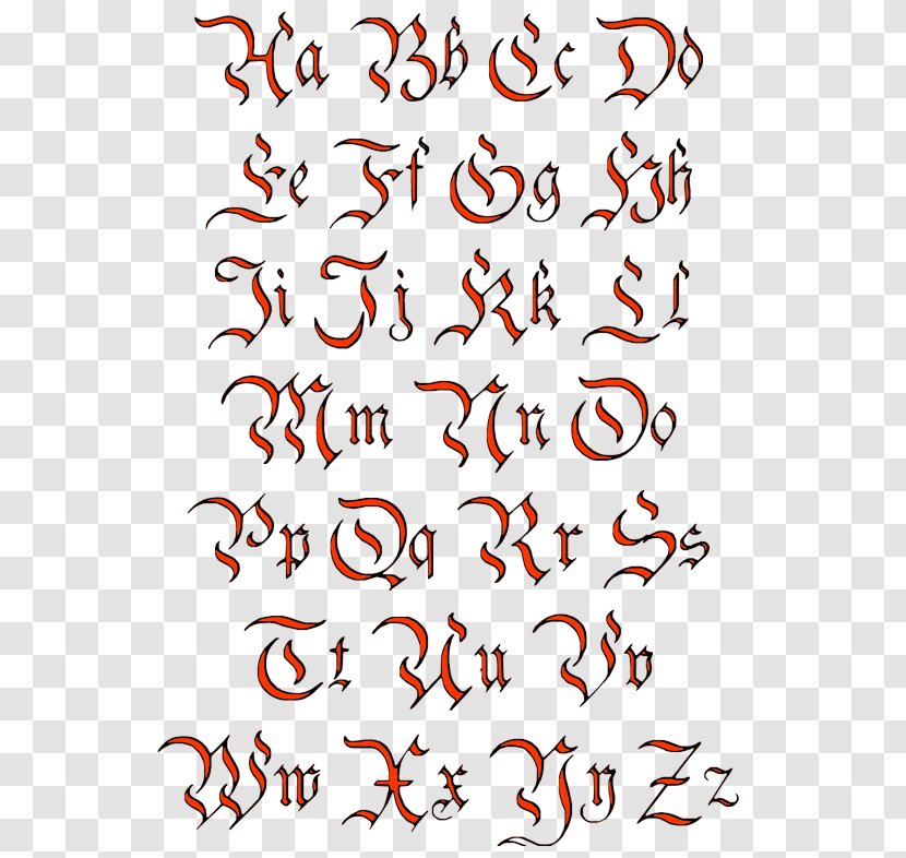 Lettering Tattoo Old English Latin Alphabet - Flash Transparent PNG