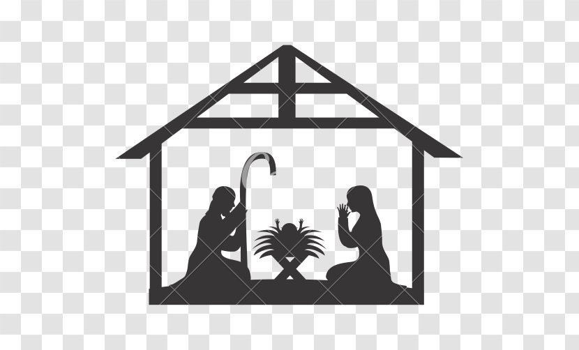 Vector Graphics Royalty-free Stock Illustration Christmas Day - Monochrome - Willow Tree Nativity Stable Transparent PNG