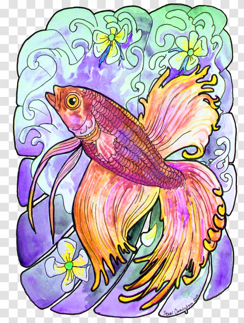 Siamese Fighting Fish Angelfish Watercolor Painting Clip Art - Vertebrate - Koi Transparent PNG