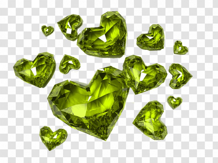 Heart Diamond Clip Art - Green, Heart-shaped Transparent PNG