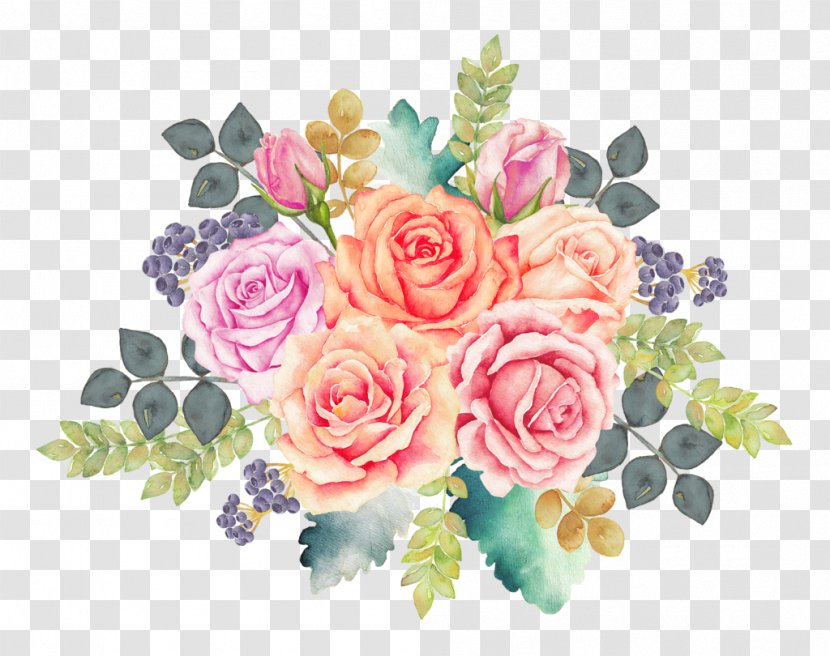 Flower Bouquet Rose Watercolor Painting - Order Transparent PNG