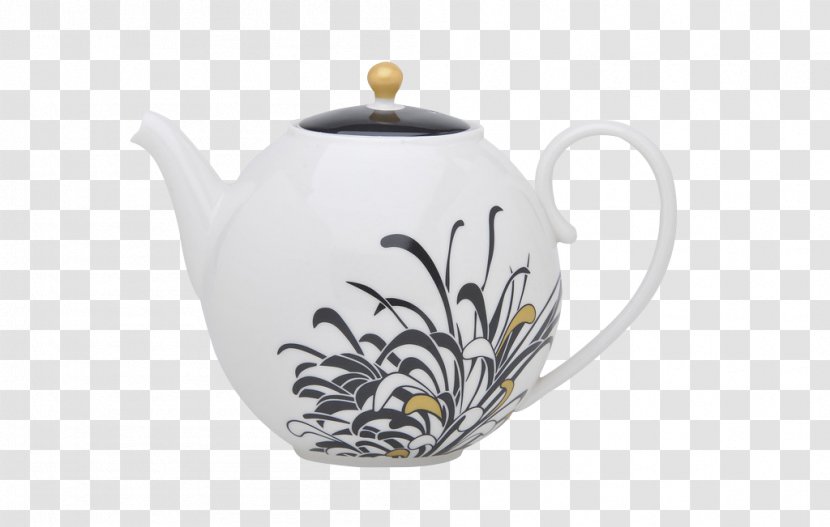 Earl Grey Tea Kettle Teapot Porcelain - Chinese Chrysanthemum Stamped Transparent PNG