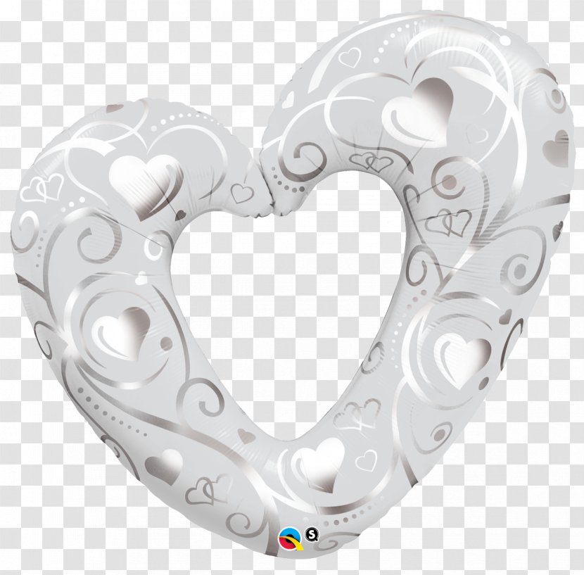 Balloon Valentine's Day Wedding Anniversary Heart Party - Body Jewelry - Prata Transparent PNG
