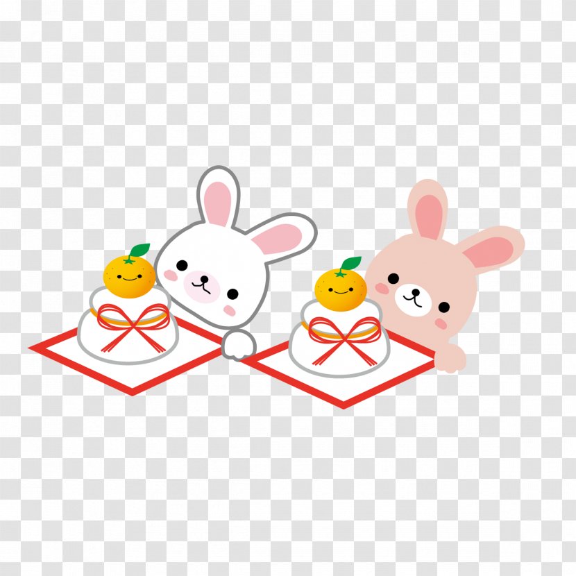 Easter Bunny Rabbit Kagami Mochi Japanese Cuisine Clip Art - Rabits And Hares - Cute Transparent PNG