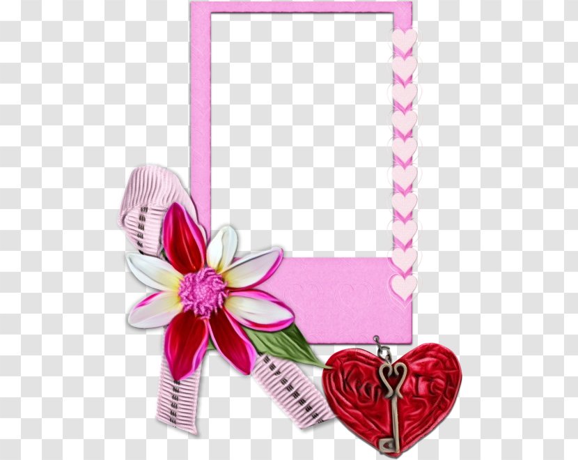 Picture Frame - Ribbon - Valentines Day Magenta Transparent PNG
