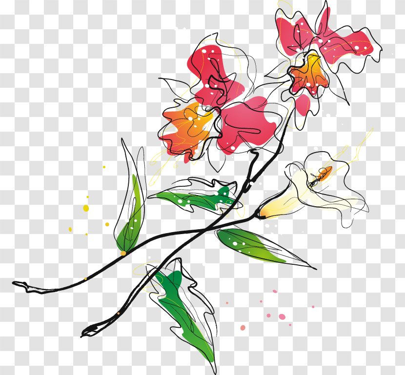 Floral Design White - Artwork - Red Lily Vector Material Transparent PNG