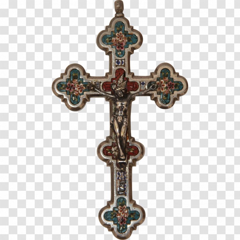 Crucifix Christian Cross Christianity Rosary - Brass - Handwork Transparent PNG