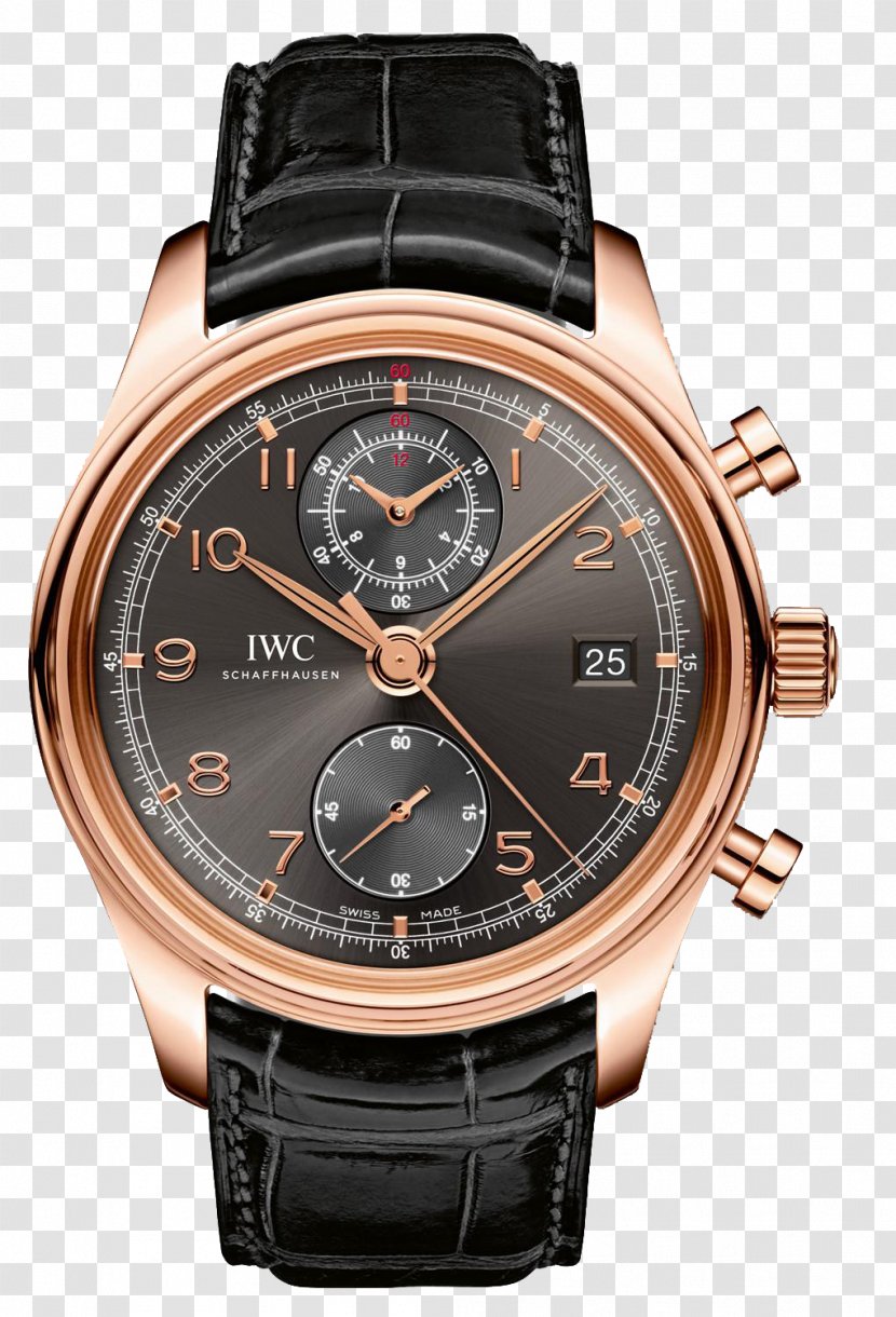 Schaffhausen International Watch Company Chronograph Gold - Dial - IWC Coffee Color Wristwatch Male Transparent PNG