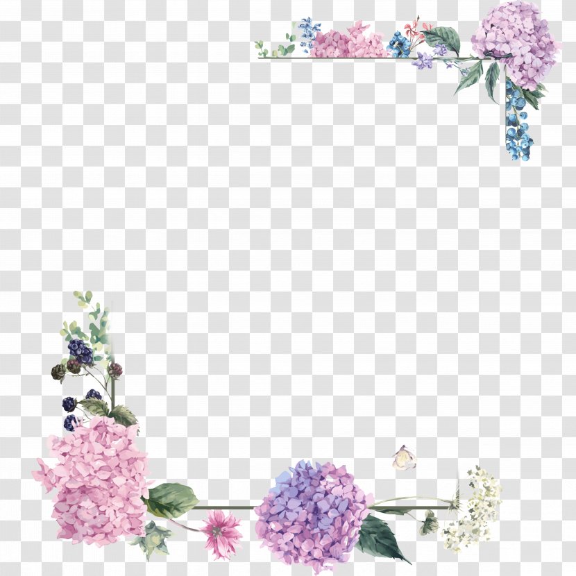 Flower Bouquet Floral Design - Violet - Purple Blossom Borders Transparent PNG