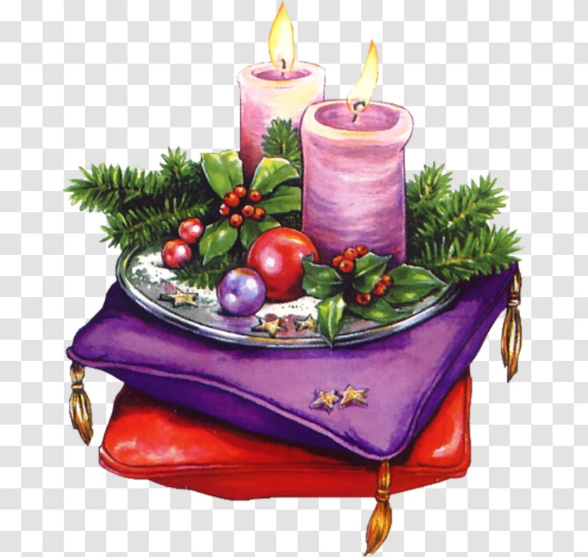 Christmas Day Santa Claus Candle Ornament Decoration - Eve - Advent Watercolor Transparent PNG